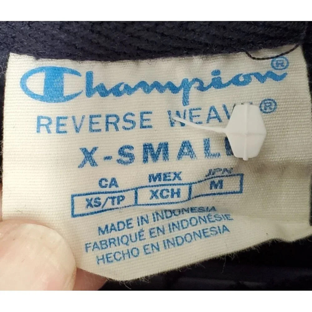 Vintage Champion Reverse Weave Hoodie All Over Print Blue XS Small Logo - Picture 5 of 9